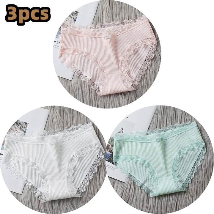 Girls Cotton Panties with Lace-trim 3 Pack - Robust Quality Store