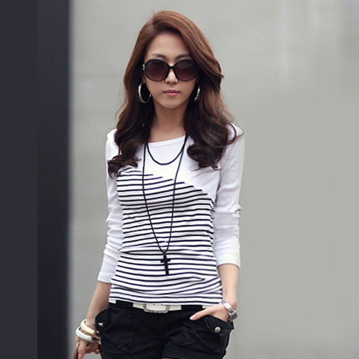 Slim Pullover Striped T-shirt for Women - Robust Quality Store