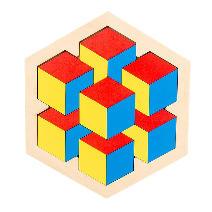 Kids Colorful 3D Puzzle | Wooden Toys High Quality Tangram Math Jigsaw Game - Robust Quality Store