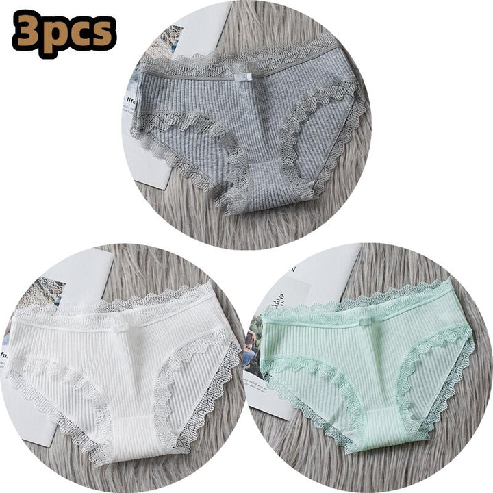 Girls Cotton Panties with Lace-trim 3 Pack - Robust Quality Store