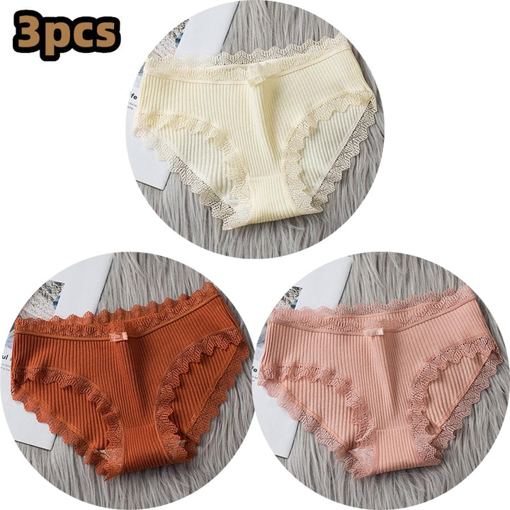 Girls Cotton Panties with Lace-trim 3 Pack - Robust Quality Store