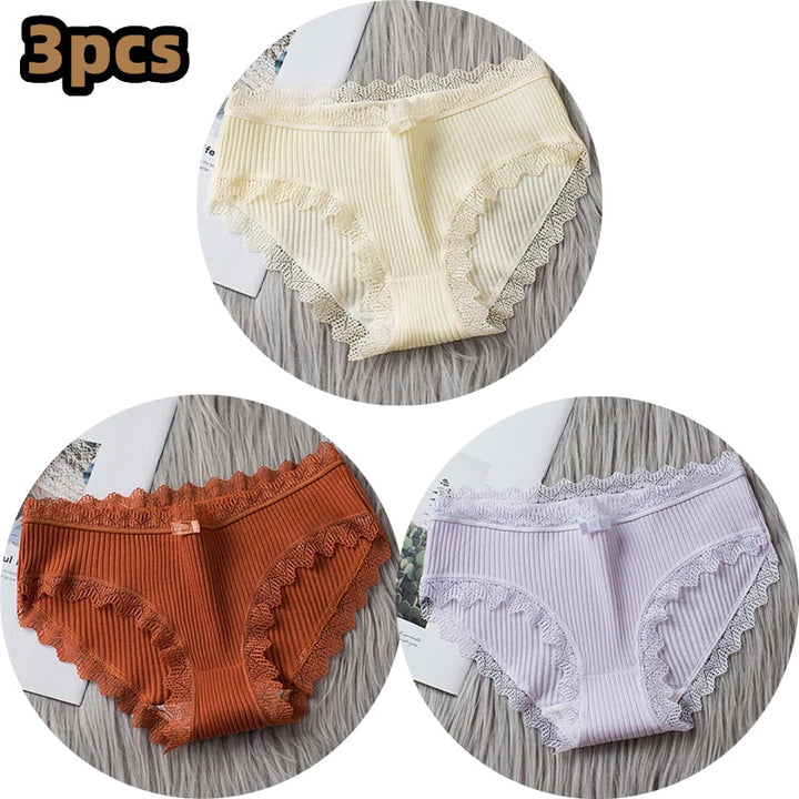 Girls Cotton Panties with Lace-trim 3 Pack - Robust Quality Store