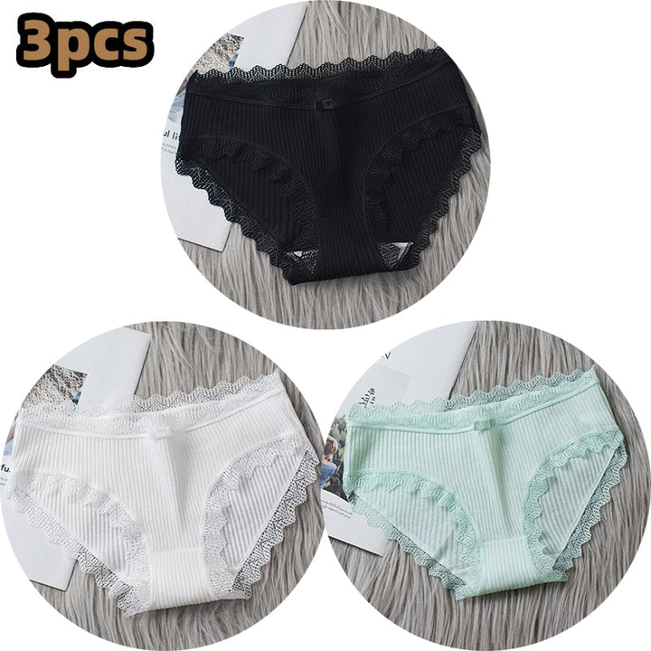 Girls Cotton Panties with Lace-trim 3 Pack - Robust Quality Store