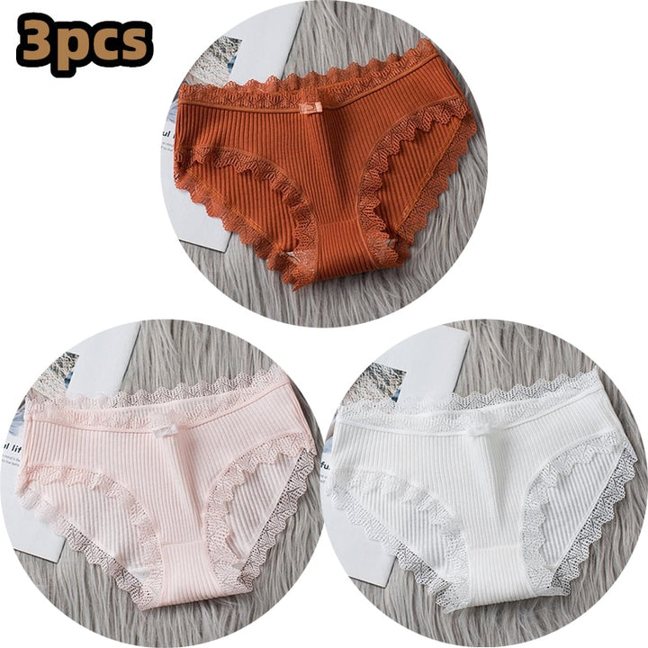 Girls Cotton Panties with Lace-trim 3 Pack - Robust Quality Store