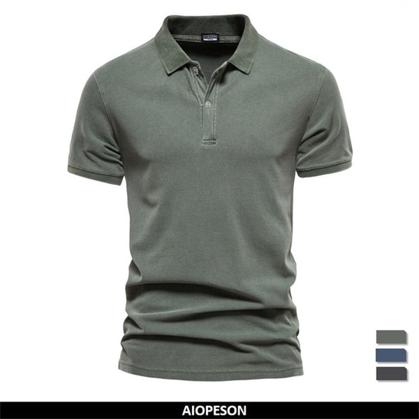 Men AIOPESON Polo Shirts Casual Short Sleeve Turndown - Robust Quality Store