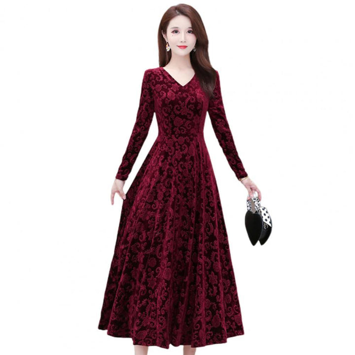 Beautiful Velvet Dress with a Floral Pattern - Robust Quality Store