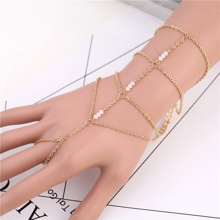 Fashion Chain Link Ring Full Rhinestone | Double Finger Rings - Robust Quality Store