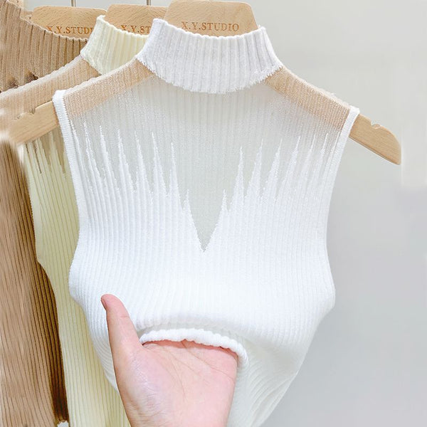 Semi-high Neck Knitted Small Vest - Robust Quality Store