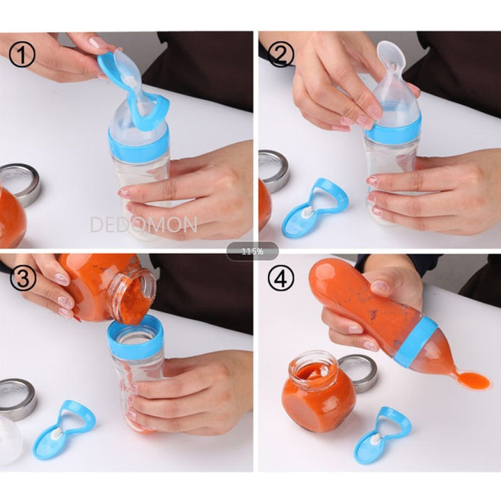 Squeezable Feeding Bottle with Spoon Attachment - Robust Quality Store