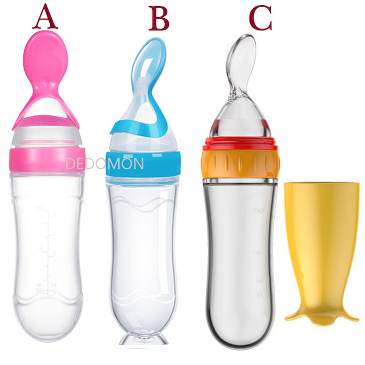 Squeezable Feeding Bottle with Spoon Attachment - Robust Quality Store