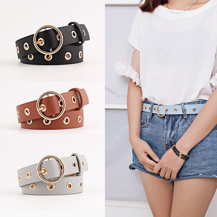 Women’s Round Buckle Grommet-Belts - Robust Quality Store