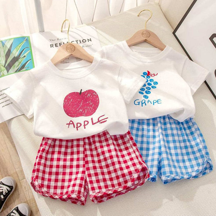 Summer Baby Girls Cotton Printing Tops Suits Lattice Shorts - Robust Quality Store