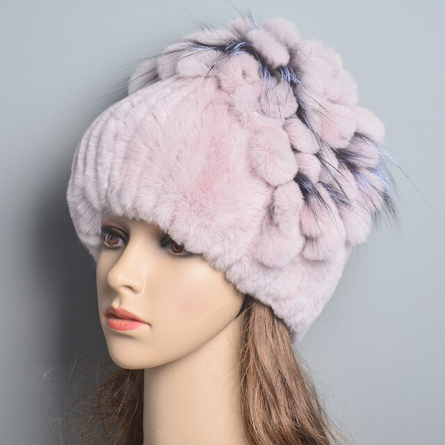 Women Genuine Rex Rabbit Fur Hats - Robust Quality Store