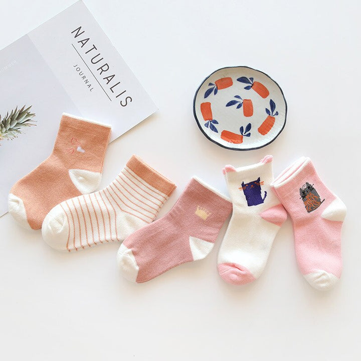 Cute Cartoon Pattern Children Cotton Socks (5Pairs) - Robust Quality Store