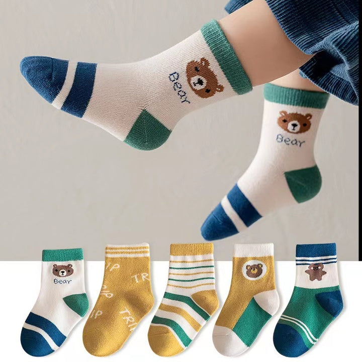 Cute Cartoon Pattern Children Cotton Socks (5Pairs) - Robust Quality Store