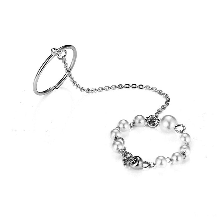 Fashion Chain Link Ring Full Rhinestone | Double Finger Rings - Robust Quality Store