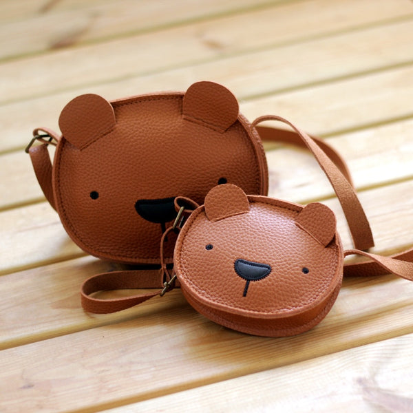 Kids Bear Mini Leather Crossbody Backpack Zipper Bag - Robust Quality Store