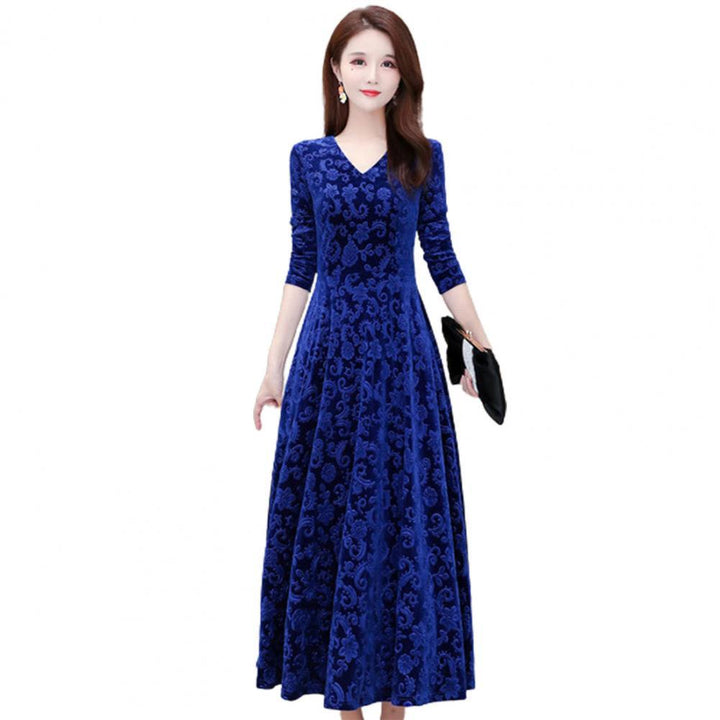 Beautiful Velvet Dress with a Floral Pattern - Robust Quality Store