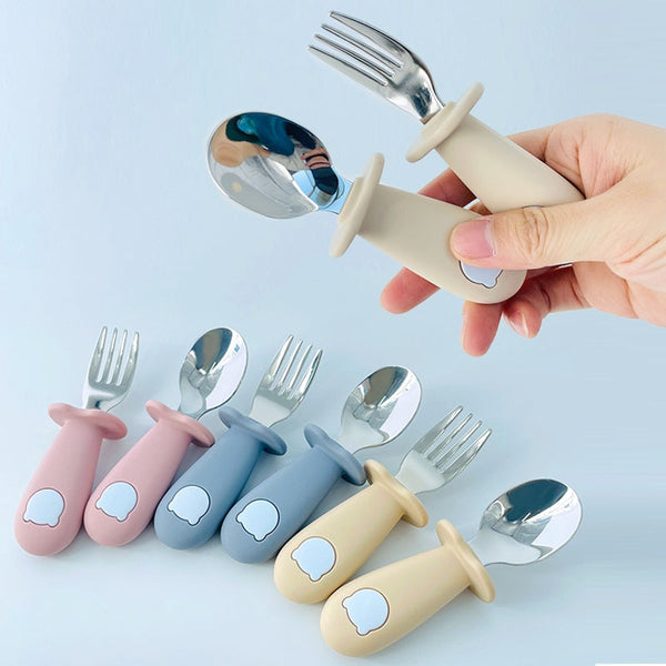 Baby Food Feeding Spoon & Fork Cartoon Tableware Set - Robust Quality Store