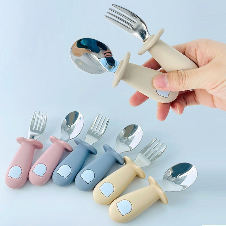 Baby Food Feeding Spoon & Fork Cartoon Tableware Set - Robust Quality Store