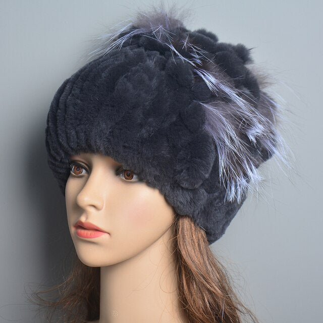 Women Genuine Rex Rabbit Fur Hats - Robust Quality Store