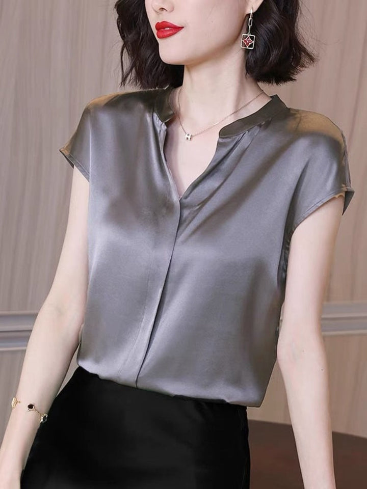 Lady V Neck Solid Color Office Blouses - Robust Quality Store